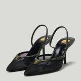 Saint Laurent Folie mesh and python slingback pumps