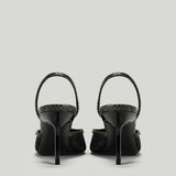 Saint Laurent Folie mesh and python slingback pumps