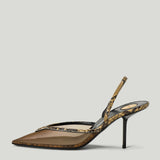 Saint Laurent Folie mesh and python slingback pumps