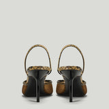 Saint Laurent Folie mesh and python slingback pumps