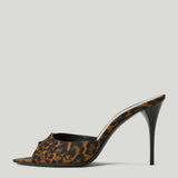 Saint Laurent Babylone embellished animal-print mules