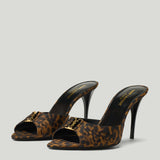Saint Laurent Babylone embellished animal-print mules