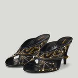 Versace Gianni embroidered leather mules
