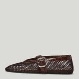 Alaïa Suede-trimmed fishnet ballet flats