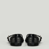Alaïa fishnet and crocodile-embossed leather ballet flats