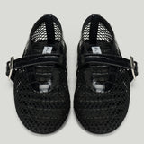 Alaïa fishnet and crocodile-embossed leather ballet flats