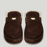 Miu Miu shearling-lined suede platform mules