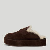 Miu Miu shearling-lined suede platform mules