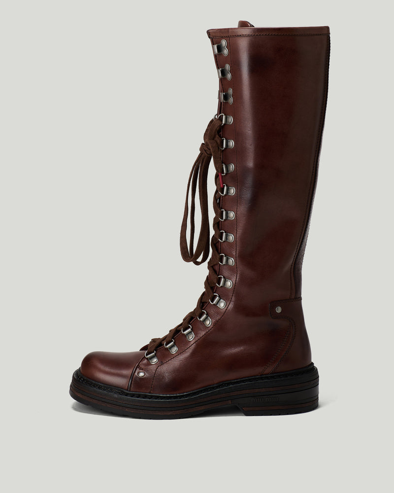 Miu Miu Leather lace-up boots