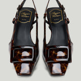 Roger Vivier Belle Vivier 45 animal-print patent leather slingback pumps