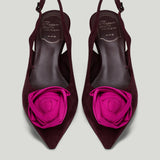 Roger Vivier I Love Vivier Roses suede slingback pumps