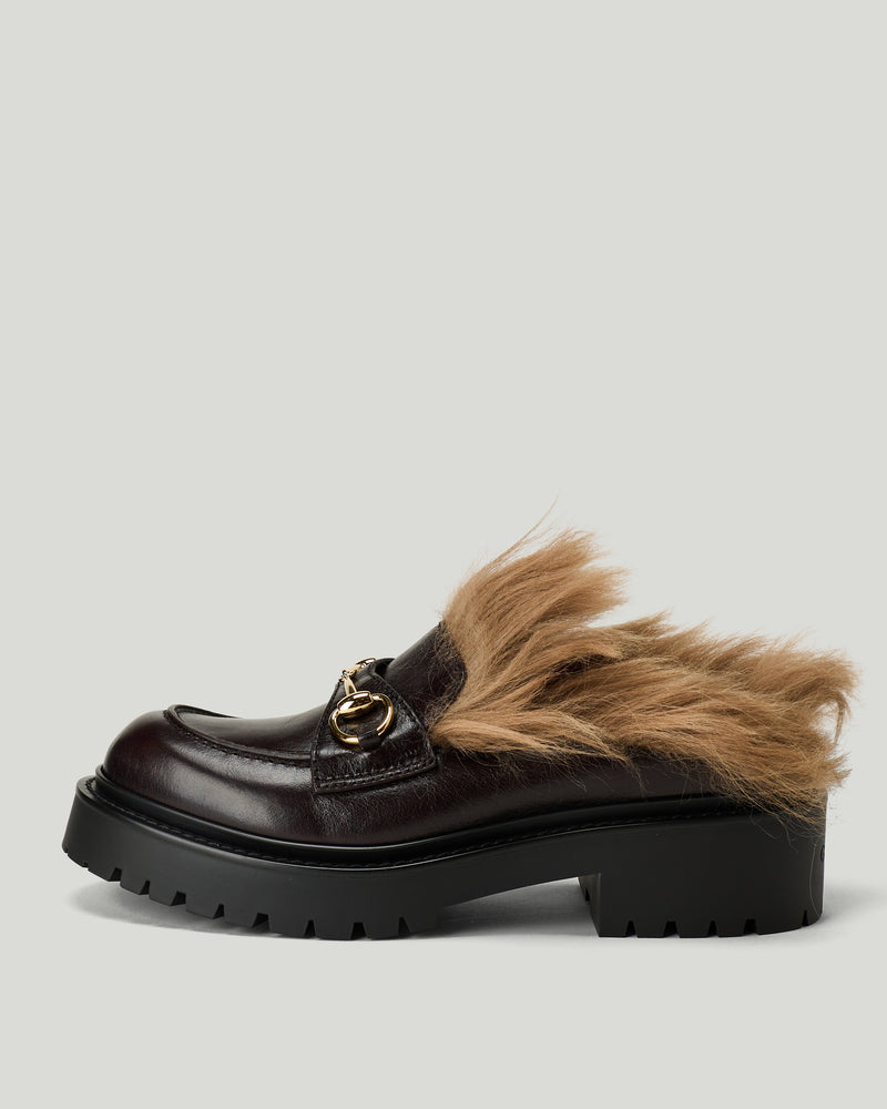 Gucci Horsebit shearling-lined mules