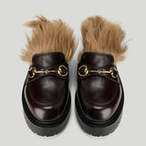 Gucci Horsebit shearling-lined mules
