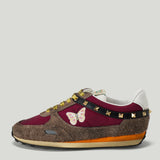 Valentino Garavani Stud-Up embroidered suede-trimmed sneakers