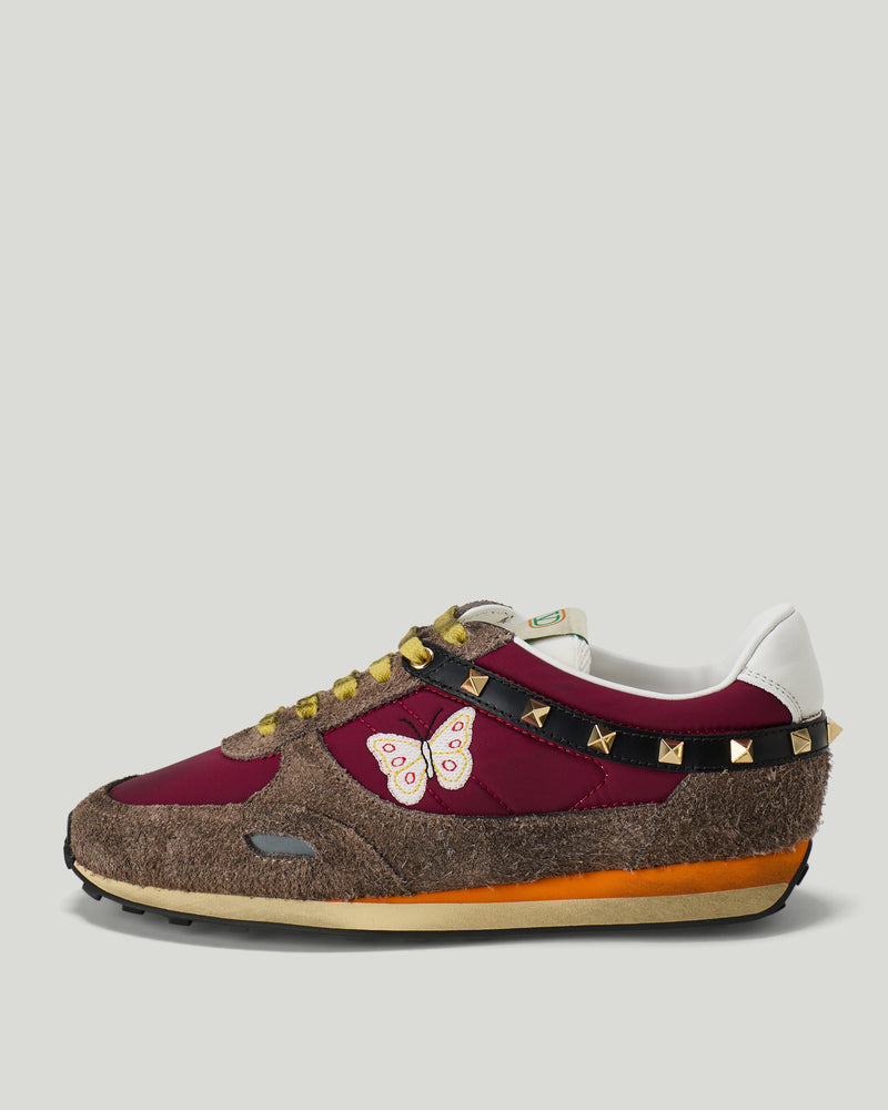 Valentino Garavani Stud-Up embroidered suede-trimmed sneakers