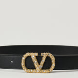 Valentino Garavani VLogo crystal-embellished leather belt