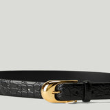 KHAITE Dome croc-effect patent leather belt