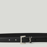 Saint Laurent Cassandre textured leather belt