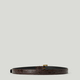 Saint Laurent Cassandre thin croc-embossed leather belt