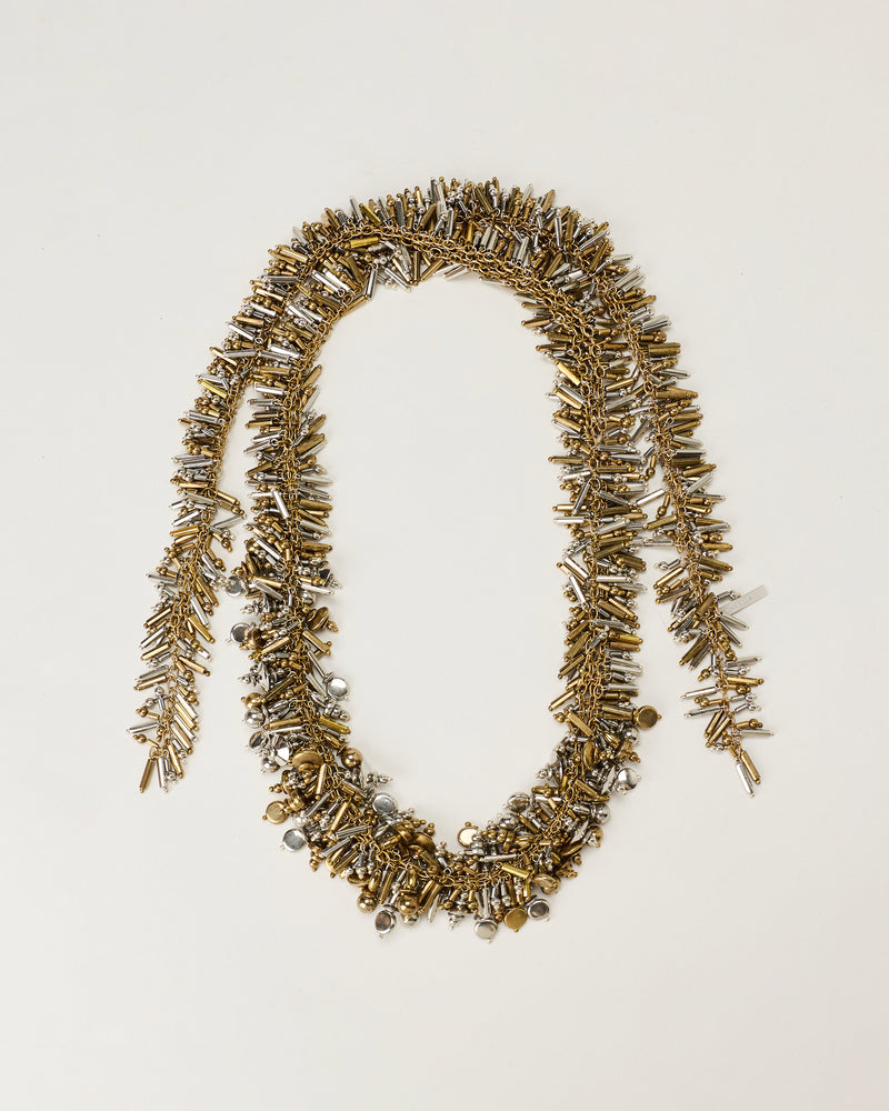 Dries Van Noten Embellished brass scarf necklace