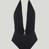 Christopher Esber Crystal Pendant ruched one-piece swimsuit