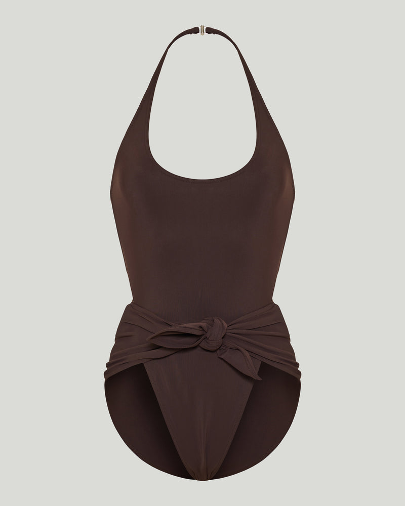 Alaïa Knot bonded jersey one-piece swimsuit