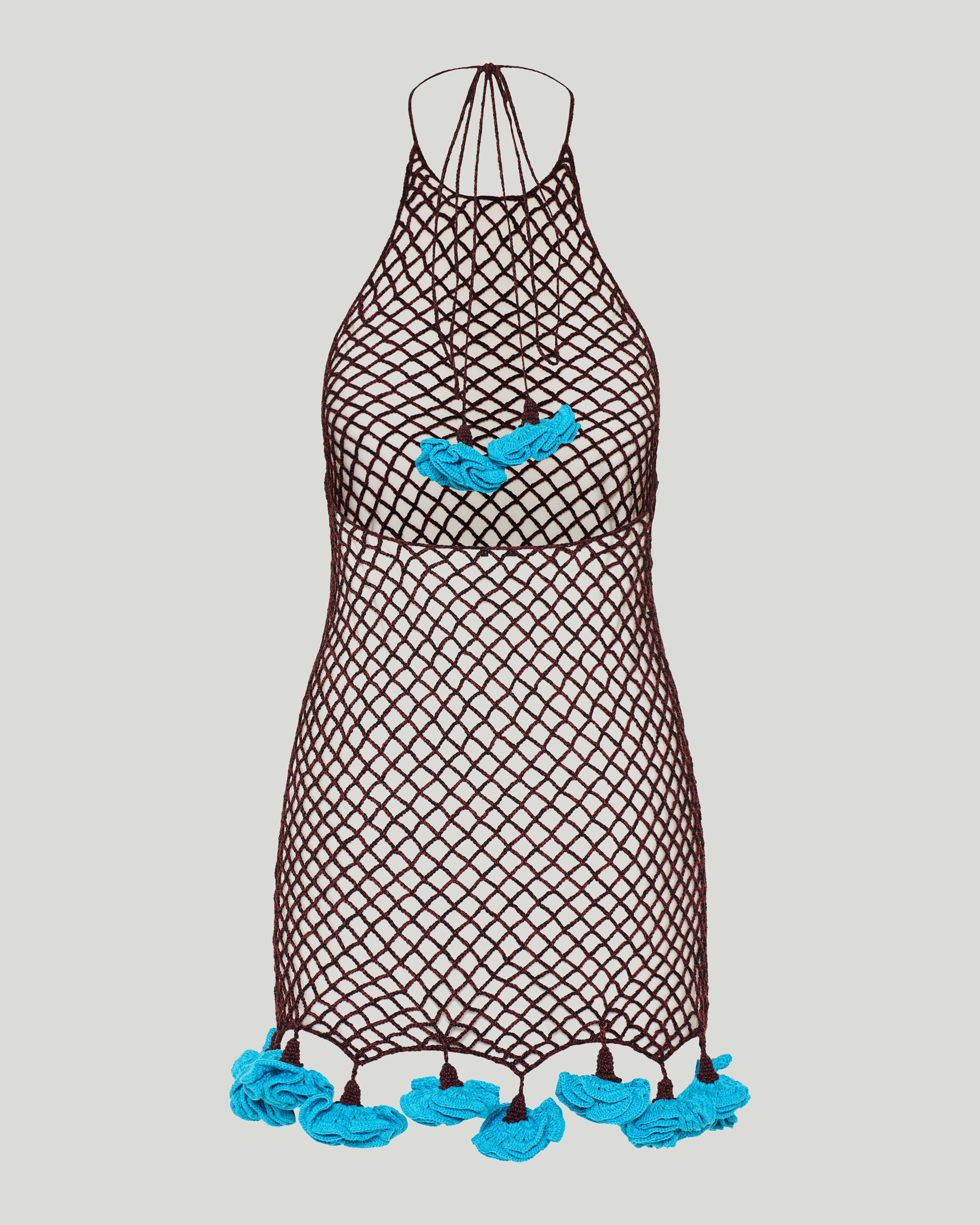 alaia crochet dress Crochet knit-paneled midi dress - black