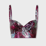 Rabanne Palm tree–printed mesh bralette top