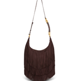 Balmain Ebene large fringed suede hobo bag