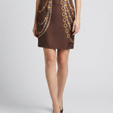 Versace Printed silk twill knee-length skirt