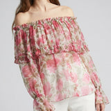 Chloé Floral silk off-shoulder blouse