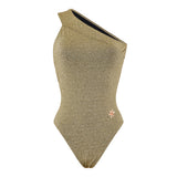 Kiohne One-shoulder glitter gold swimsuit