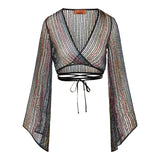 Zig Zag crop top with wide sleeves