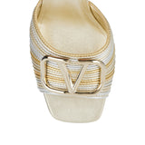 VLogo Signature metallic slide sandals