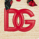 Dolce & Gabbana Kendra leather and floral-print raffia tote