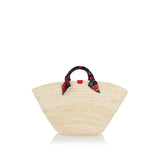 Dolce & Gabbana Kendra leather and floral-print raffia tote