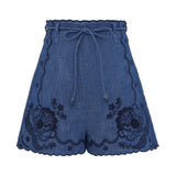 Zimmermann Aster embroidered denim shorts