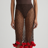 Alaïa Floral crochet midi skirt