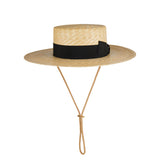 Straw boater hat with grosgrain ribbon