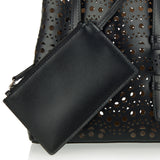 Mina 20 small laser-cut leather tote