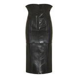 McQueen Fold-over waist leather skirt