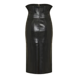 McQueen Fold-over waist leather skirt