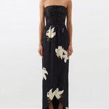 Apres L’Hiver crepe de chine jacquard long dress