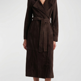 Nour Hammour Winona Belted suede wrap coat