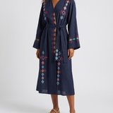 House of Aegae Korinthia embroidered long kaftan dress