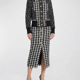 Oversized mixed tweed bomber jacket