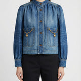 Embellished organic denim jacket
