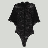 David Koma Lace cape sleeve bodysuit