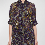 Dries Van Noten Scarf-collar floral-embellished blouse