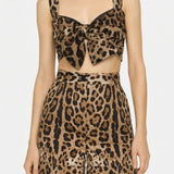 Leopard print poplin shorts